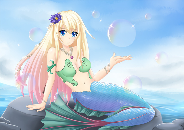 mermaid bubbles drawing