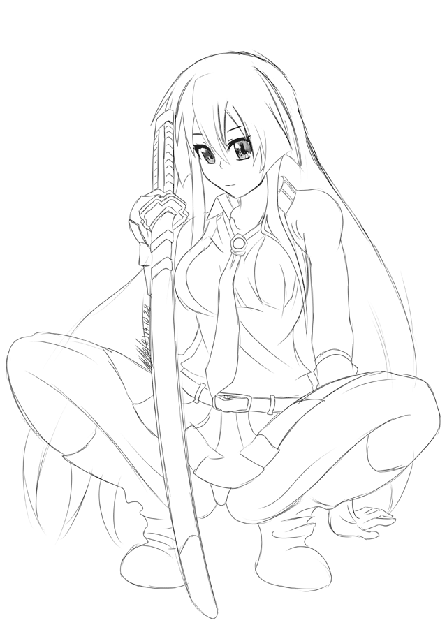 Akame Mimelex Sketch Coloring Page.