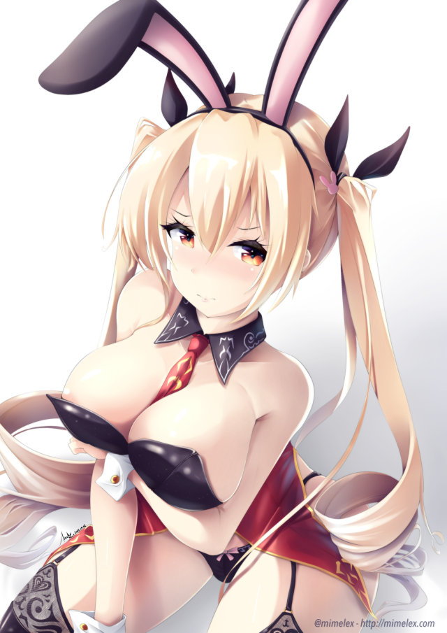 azur lane nelson bunny girl sexy boobs twin tail blonde