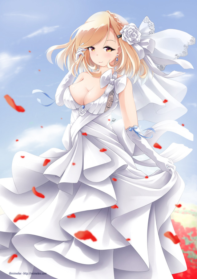 azur lane prince of wales sexy wedding dress blonde boobs